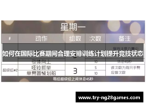如何在国际比赛期间合理安排训练计划提升竞技状态