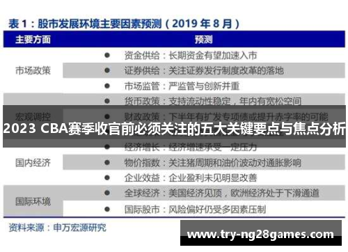 2023 CBA赛季收官前必须关注的五大关键要点与焦点分析